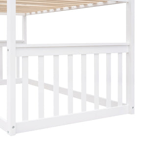 English Elm Twin Over Playhouse Bunk Bed Solid Pine Frame with Pitched Roof Kids Bedroom LT100184AAK