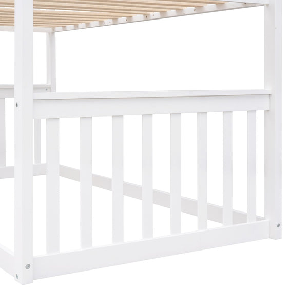 English Elm Twin Over Playhouse Bunk Bed Solid Pine Frame with Pitched Roof Kids Bedroom LT100184AAK