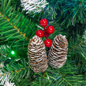 English Elm Pre-lit Holiday Decor 4 Piece Set with Led Garland Wreath and Entrance Trees PX283311AAB