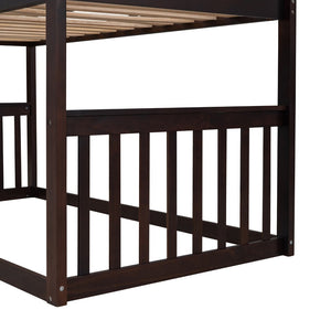 English Elm Twin Over Playhouse Bunk Bed Solid Pine Frame with Pitched Roof Kids Bedroom LT100184AAP