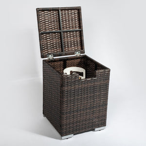 English Elm Rattan Dark Brown Wicker Propane Tank Cover with Steel Frame for 20lb Cylinder 16x16x22" Outdoor W85335467
