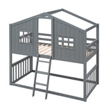 Franky Twin over Twin House Bunk Bed with Ladder