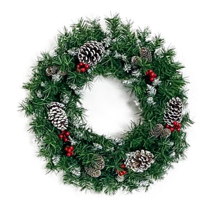 English Elm Pre-lit Holiday Decor 4 Piece Set with Led Garland Wreath and Entrance Trees PX283311AAB