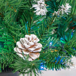 English Elm Pre-lit Holiday Decor 4 Piece Set with Led Garland Wreath and Entrance Trees PX283311AAB