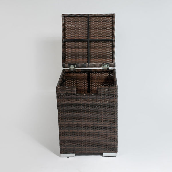 English Elm Rattan Dark Brown Wicker Propane Tank Cover with Steel Frame for 20lb Cylinder 16x16x22" Outdoor W85335467