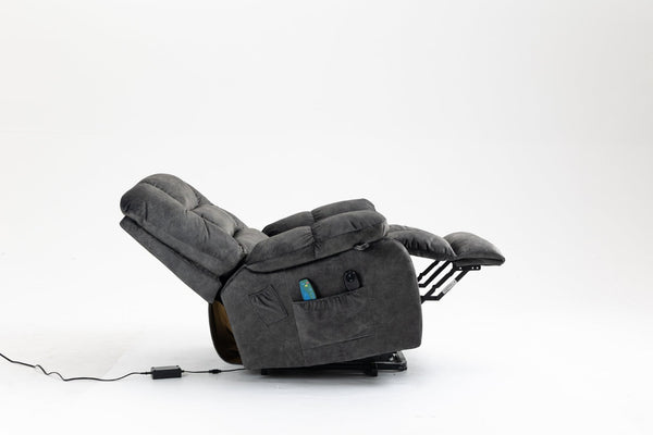 English Elm Recliners Power Lift Chair with Massage Heat Support for Elderly Comfort Seating Grayish Blue W547S00088
