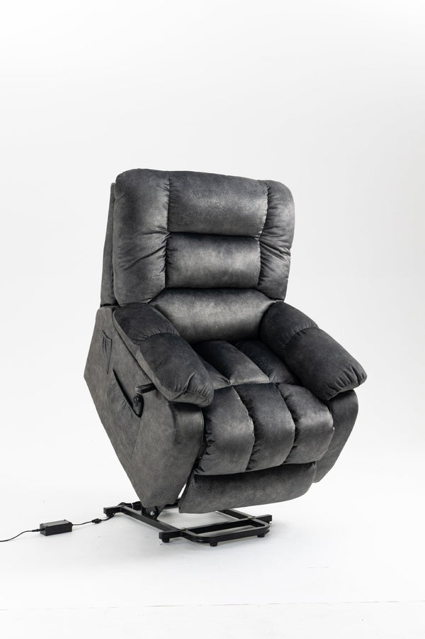 English Elm Recliners Power Lift Chair with Massage Heat Support for Elderly Comfort Seating Grayish Blue W547S00088