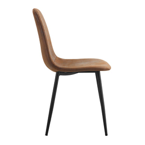 English Elm A set of 6 modern medieval style restaurant cushioned armchairs with suede tech fabric and black metal legs, ergonomic comfort for dining, lounge, kitchen, farmhouse décor (Brown+Black) W1151P299750