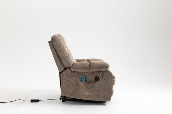 English Elm Recliners Power Lift Chair with Massage Heat Support for Elderly Comfort Seating Camel W547S00089