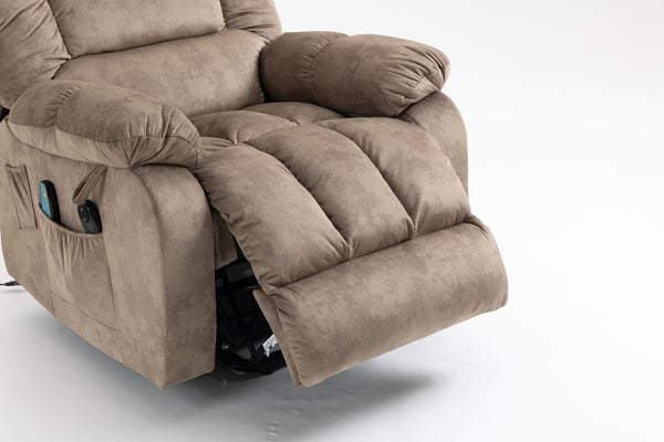 English Elm Recliners Power Lift Chair with Massage Heat Support for Elderly Comfort Seating Camel W547S00089