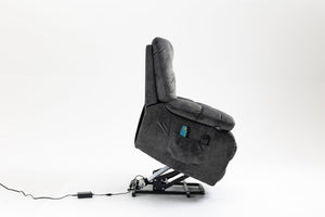 English Elm Recliners Power Lift Chair with Massage Heat Support for Elderly Comfort Seating Grayish Blue W547S00088
