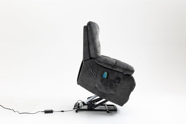 English Elm Recliners Power Lift Chair with Massage Heat Support for Elderly Comfort Seating Grayish Blue W547S00088