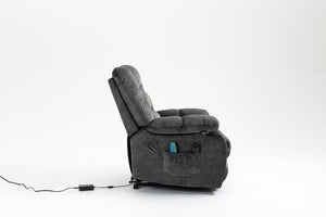 English Elm Recliners Power Lift Chair with Massage Heat Support for Elderly Comfort Seating Grayish Blue W547S00088