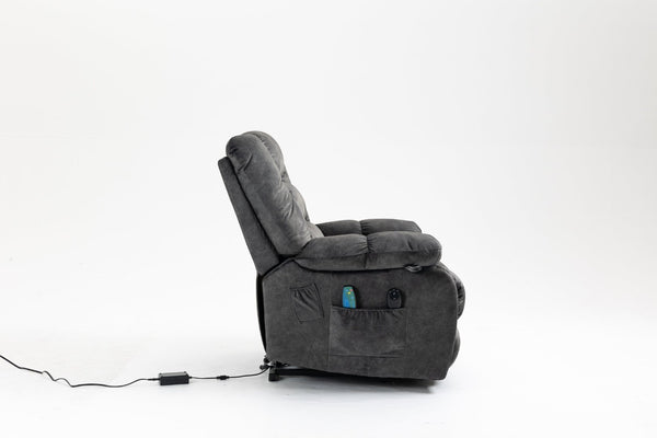 English Elm Recliners Power Lift Chair with Massage Heat Support for Elderly Comfort Seating Grayish Blue W547S00088