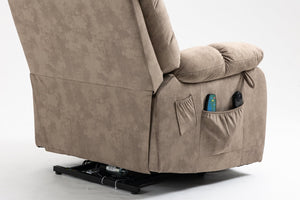 English Elm Recliners Power Lift Chair with Massage Heat Support for Elderly Comfort Seating Camel W547S00089