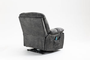 English Elm Recliners Power Lift Chair with Massage Heat Support for Elderly Comfort Seating Grayish Blue W547S00088