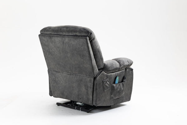 English Elm Recliners Power Lift Chair with Massage Heat Support for Elderly Comfort Seating Grayish Blue W547S00088