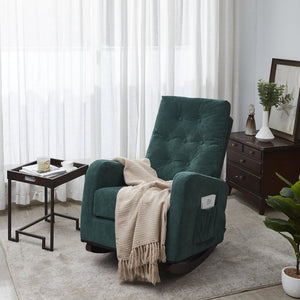 English Elm Accent High Back Recliner Chair with Curved Arms, Modern Fabric Accent Seat, Solid Wood Legs, Supportive Comfort and Medieval-Inspired Design W24441374