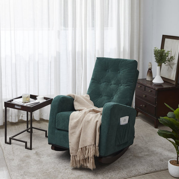 English Elm Accent High Back Recliner Chair with Curved Arms, Modern Fabric Accent Seat, Solid Wood Legs, Supportive Comfort and Medieval-Inspired Design W24441374