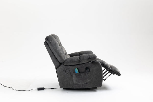 English Elm Recliners Power Lift Chair with Massage Heat Support for Elderly Comfort Seating Grayish Blue W547S00088