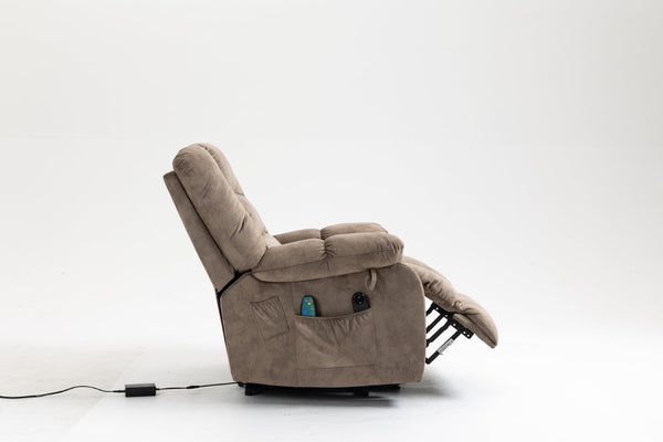 English Elm Recliners Power Lift Chair with Massage Heat Support for Elderly Comfort Seating Camel W547S00089