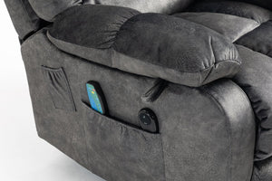 English Elm Recliners Power Lift Chair with Massage Heat Support for Elderly Comfort Seating Grayish Blue W547S00088
