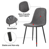 English Elm A Set Of 6 Modern Medieval Style Restaurant Cushioned Side Chairs, Equipped With Soft Cushions and Black Metal Legs, Suitable For Kitchens, Lounges, and Farmhouses. B0501A