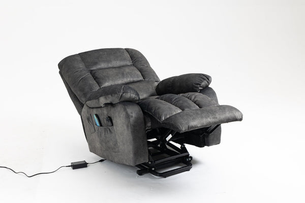 English Elm Recliners Power Lift Chair with Massage Heat Support for Elderly Comfort Seating Grayish Blue W547S00088