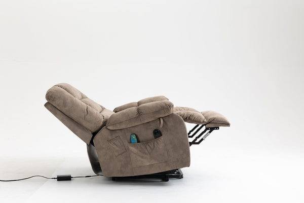 English Elm Recliners Power Lift Chair with Massage Heat Support for Elderly Comfort Seating Camel W547S00089