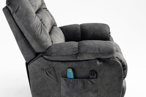 English Elm Recliners Power Lift Chair with Massage Heat Support for Elderly Comfort Seating Grayish Blue W547S00088