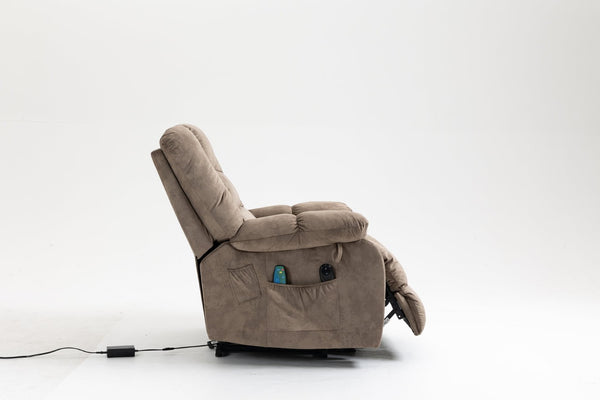 English Elm Recliners Power Lift Chair with Massage Heat Support for Elderly Comfort Seating Camel W547S00089