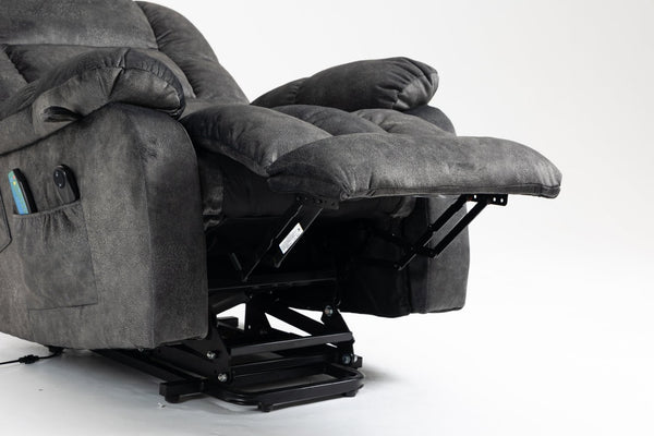 English Elm Recliners Power Lift Chair with Massage Heat Support for Elderly Comfort Seating Grayish Blue W547S00088