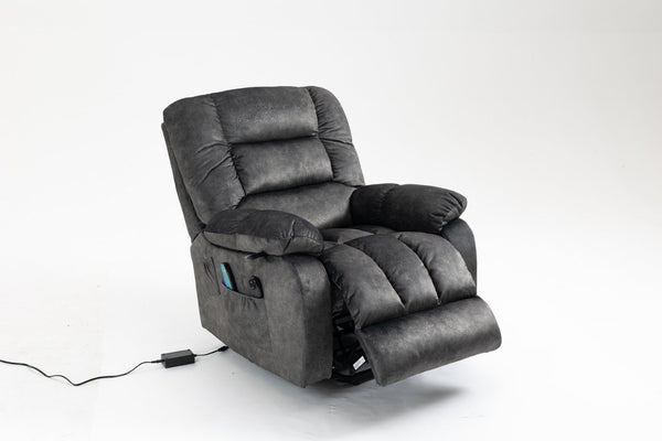 English Elm Recliners Power Lift Chair with Massage Heat Support for Elderly Comfort Seating Grayish Blue W547S00088