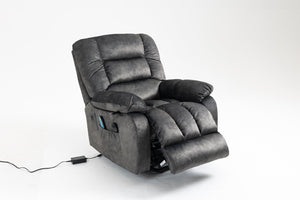 English Elm Recliners Power Lift Chair with Massage Heat Support for Elderly Comfort Seating Grayish Blue W547S00088