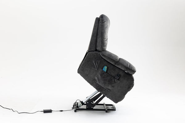 English Elm Recliners Power Lift Chair with Massage Heat Support for Elderly Comfort Seating Grayish Blue W547S00088
