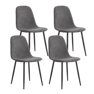 English Elm Dining Chairs Set of 4 Dark Gray Linen-Cotton Upholstered Side Chairs with Black Metal Legs, Ergonomic Comfort W115164380