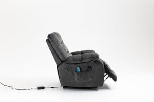 English Elm Recliners Power Lift Chair with Massage Heat Support for Elderly Comfort Seating Grayish Blue W547S00088