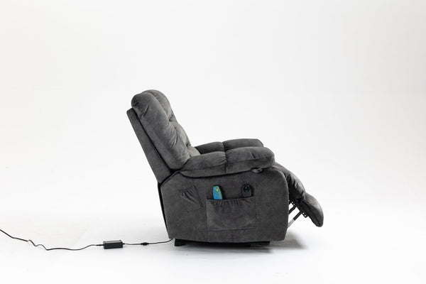 English Elm Recliners Power Lift Chair with Massage Heat Support for Elderly Comfort Seating Grayish Blue W547S00088