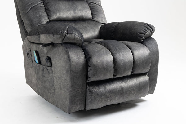 English Elm Recliners Power Lift Chair with Massage Heat Support for Elderly Comfort Seating Grayish Blue W547S00088