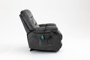 English Elm Recliners Power Lift Chair with Massage Heat Support for Elderly Comfort Seating Grayish Blue W547S00088
