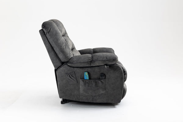 English Elm Recliners Power Lift Chair with Massage Heat Support for Elderly Comfort Seating Grayish Blue W547S00088