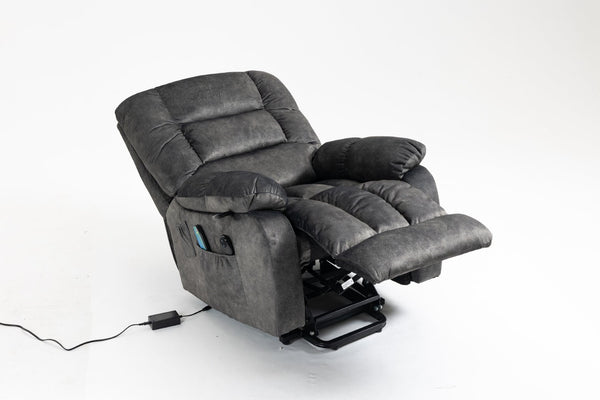 English Elm Recliners Power Lift Chair with Massage Heat Support for Elderly Comfort Seating Grayish Blue W547S00088