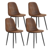 English Elm A Set Of 4 Modern Medieval Style Restaurant Cushioned Side Chairs, Equipped With Soft Cushions and Black Metal Legs, Suitable For Kitchens, Lounges, and Farmhouses. B0501A