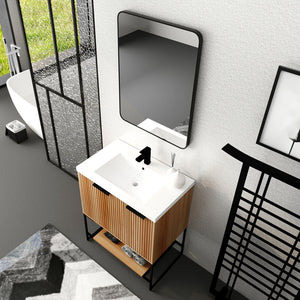 English Elm 30 30'' Freestanding Bathroom Vanity with Resin Basin, Soft-Close Door & Drawer, Modern Storage W999P181591