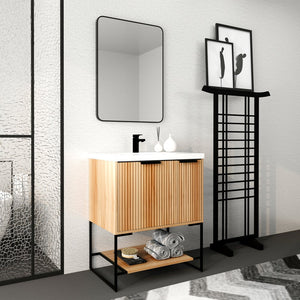 English Elm 30 30'' Freestanding Bathroom Vanity with Resin Basin, Soft-Close Door & Drawer, Modern Storage W999P181591