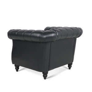 English Elm 3 Piece Pu Leather Living Room Set with Stud Trim and Pocket Spring Cushions W680S00001