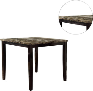English Elm Dining Counter Height Table Faux Marble Top 42"x42" Dark Brown Frame Seats Four Stylishly Elegant B01157354
