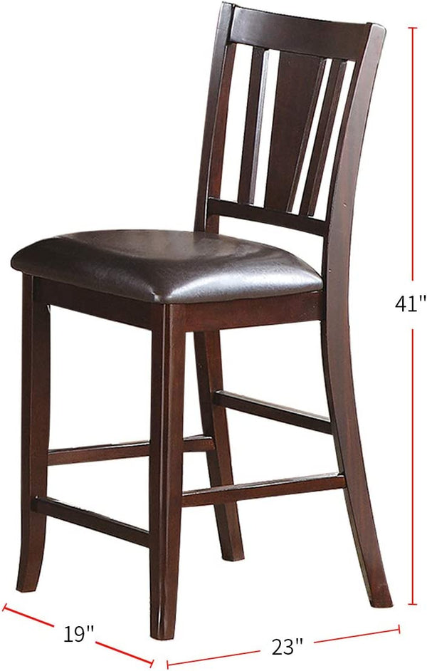 English Elm Contemporary Round Dining Set with Knot Wood Design, 47" Table & 4 Upholstered Side Chairs, Stylish Comfort Walnut Brown 46 L x 44 W x 8 H B011S00178