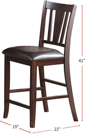 English Elm Simple Counter Height Chairs Set of 2 with Tufted Faux Leather Back Cushioned Seats Stylish Elegance Walnut Brown 43 L x 19 W x 11 H B01157356