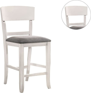 English Elm Contemporary White Two-Tone Counter Height Chairs Set of 2 — Solid Wood Frame, Gray Padded Fabric Seats B01157350